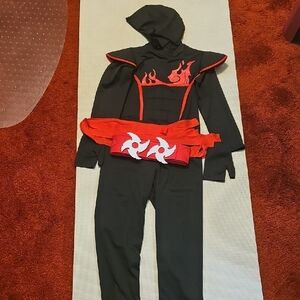 Stealth Ninja Costume with Fiery Red Details